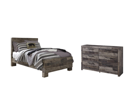 Derekson Full Panel Bed with Dresser in Multi Gray - PKG003301