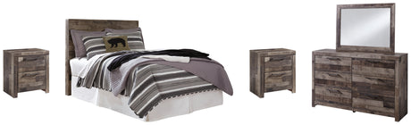 Derekson Full Panel Headboard Bed with Mirrored Dresser and 2 Nightstands in Multi Gray from Ashley - Luna Furniture