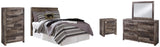 Derekson Full Panel Headboard Bed with Mirrored Dresser, Chest and Nightstand in Multi Gray - PKG003480