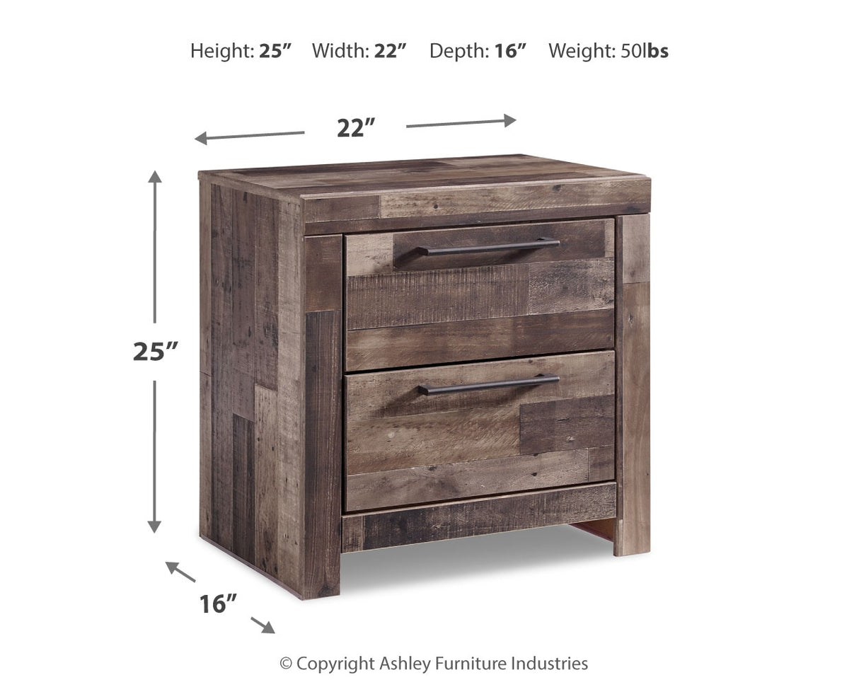 Derekson King Panel Bed with 2 Storage Drawers with Mirrored Dresser and Nightstand in Multi Gray from Ashley - Luna Furniture