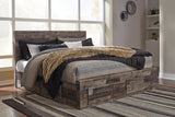 Derekson King Panel Bed with 6 Storage Drawers with Mirrored Dresser and Chest in Multi Gray from Ashley - Luna Furniture