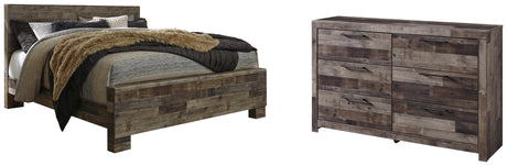 Derekson King Panel Bed with Dresser in Multi Gray - PKG003276