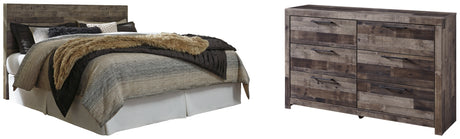 Derekson King Panel Headboard Bed with Dresser in Multi Gray from Ashley - Luna Furniture