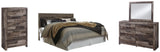 Derekson King Panel Headboard Bed with Mirrored Dresser and Chest in Multi Gray - PKG003447