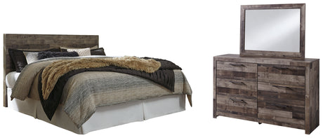 Derekson King Panel Headboard Bed with Mirrored Dresser in Multi Gray from Ashley - Luna Furniture