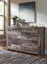 Derekson Queen Panel Bed with 6 Storage Drawers with Dresser in Multi Gray from Ashley - Luna Furniture