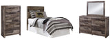 Derekson Twin Panel Headboard Bed with Mirrored Dresser and Chest in Multi Gray from Ashley - Luna Furniture