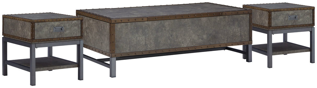 Derrylin Coffee Table with 2 End Tables in Brown from Ashley - Luna Furniture