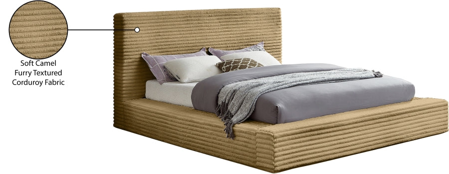 Dexter Corduroy Full Bed in Camel from Meridian - Luna Furniture