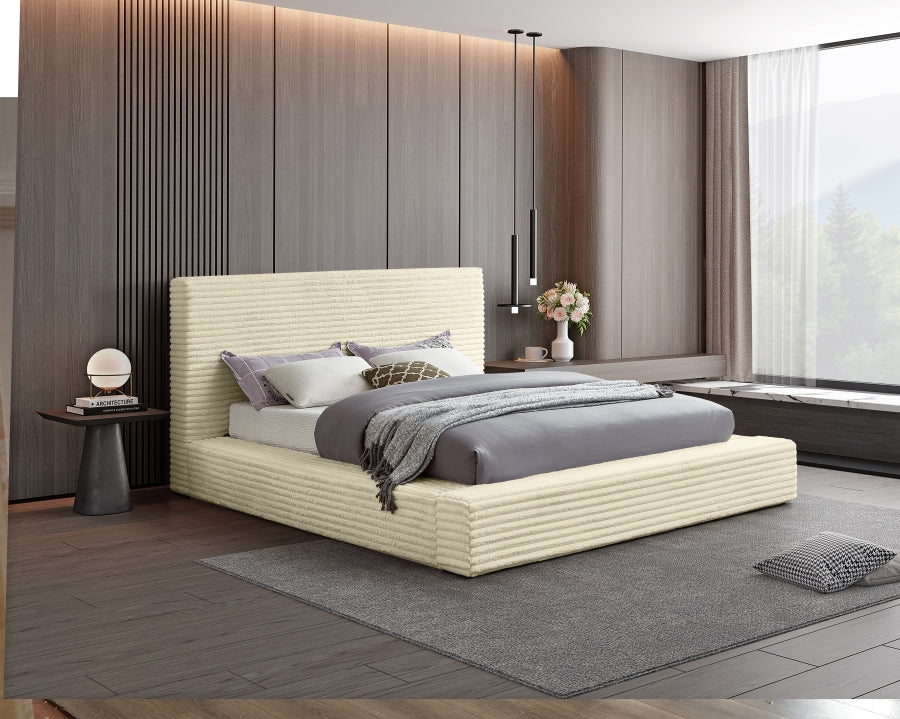 Dexter Corduroy King Bed in Cream from Meridian - Luna Furniture