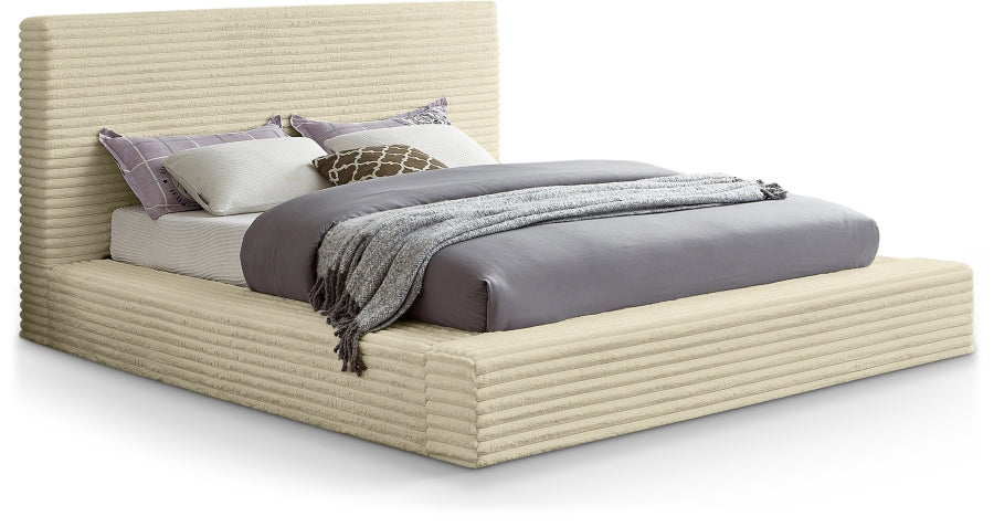 Dexter Corduroy King Bed in Cream from Meridian - Luna Furniture