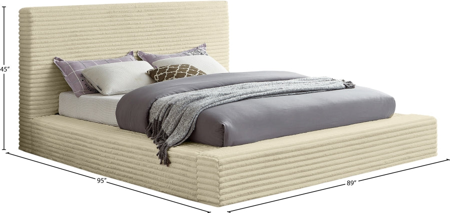 Dexter Corduroy King Bed in Cream from Meridian - Luna Furniture