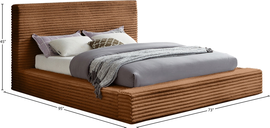 Dexter Corduroy Queen Bed in Saddle from Meridian - Luna Furniture