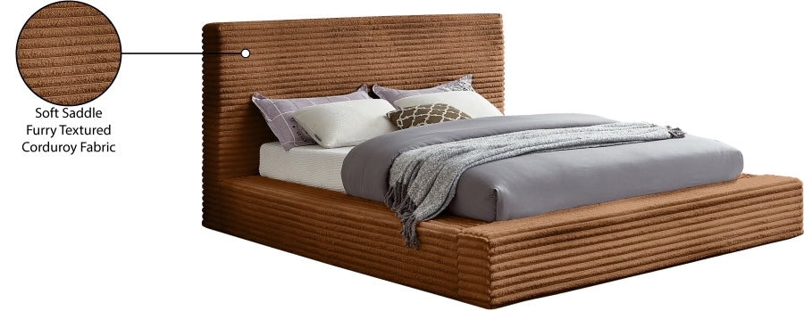 Dexter Corduroy Queen Bed in Saddle from Meridian - Luna Furniture