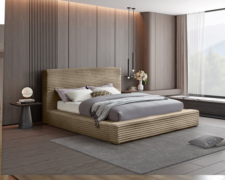 Dexter Corduroy Queen Bed in Taupe from Meridian - Luna Furniture