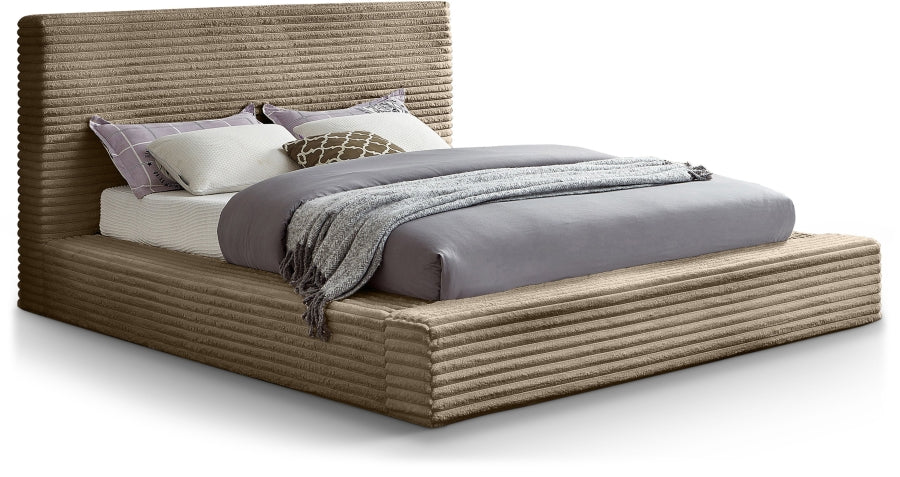 Dexter Corduroy Queen Bed in Taupe from Meridian - Luna Furniture