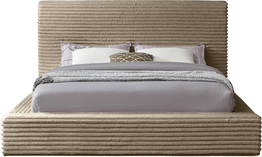 Dexter Corduroy Queen Bed in Taupe from Meridian - Luna Furniture