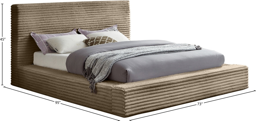 Dexter Corduroy Queen Bed in Taupe from Meridian - Luna Furniture