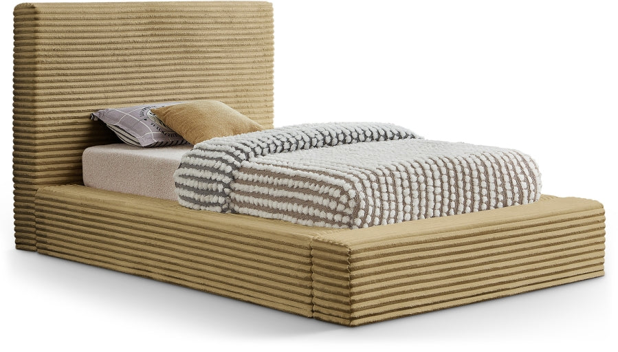 Dexter Corduroy Twin Bed in Camel from Meridian - Luna Furniture