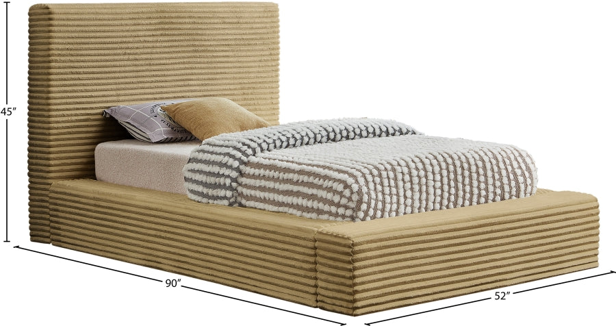 Dexter Corduroy Twin Bed in Camel from Meridian - Luna Furniture