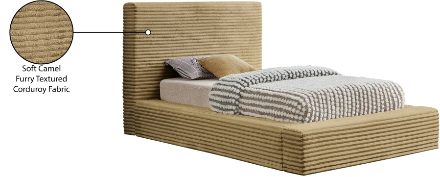 Dexter Corduroy Twin Bed in Camel from Meridian - Luna Furniture