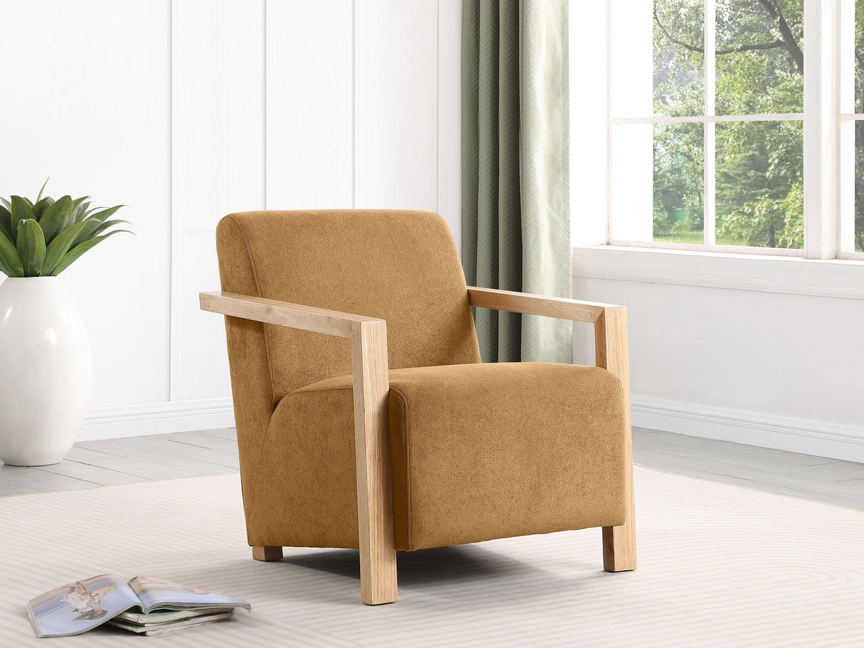 Diego Honey Upholstered Accent Arm Chair with Wood Arms from Coaster - Luna Furniture