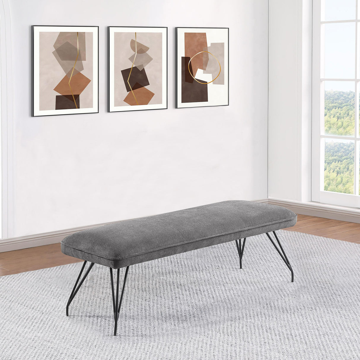 Dodson Fabric Upholstered Dining Bench Grey - 108487