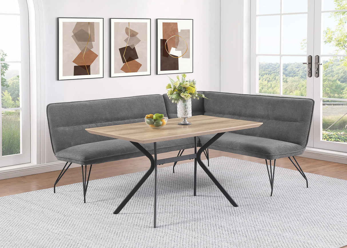 Dodson Fabric Upholstered L-Shaped Nook Dining Bench Grey - 108486