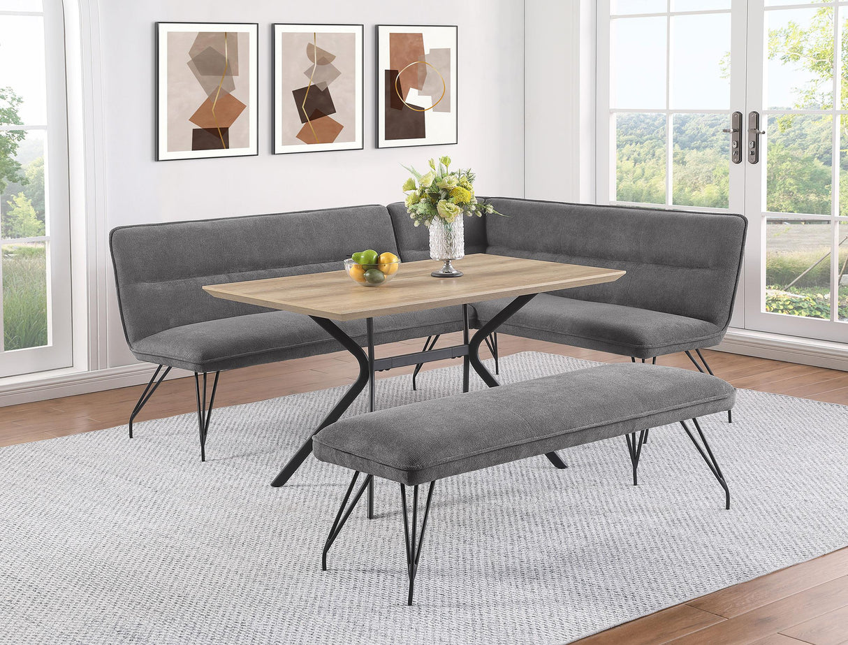 Dodson Fabric Upholstered L-Shaped Nook Dining Bench Grey - 108486