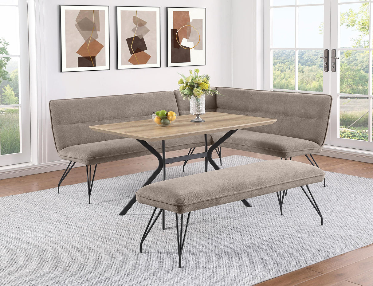 Dodson Fabric Upholstered L-Shaped Nook Dining Bench Taupe - 108496