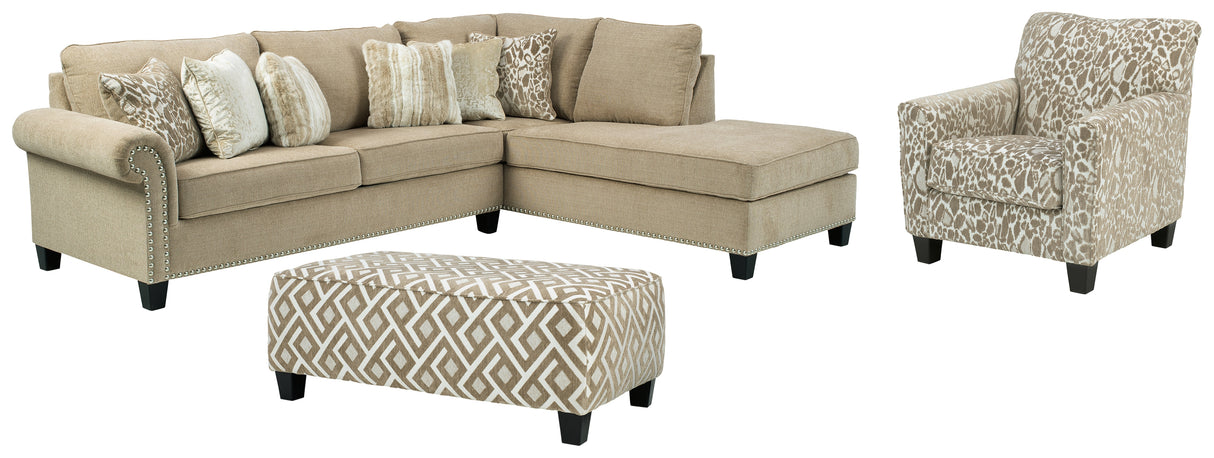 Dovemont 2-Piece Sectional with Chair and Ottoman in Putty - PKG008199