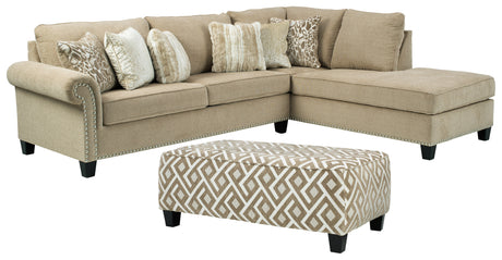 Dovemont 2-Piece Sectional with Ottoman in Putty - PKG008201