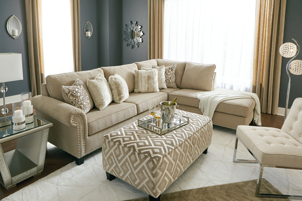 Dovemont 2-Piece Sectional with Ottoman in Putty - PKG008201