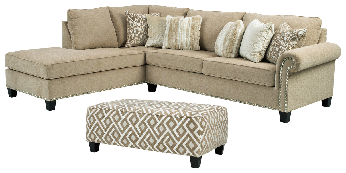 Dovemont 2-Piece Sectional with Ottoman in Putty - PKG008202