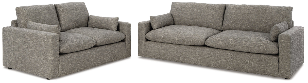 Dramatic Sofa and Loveseat in Granite - PKG016065