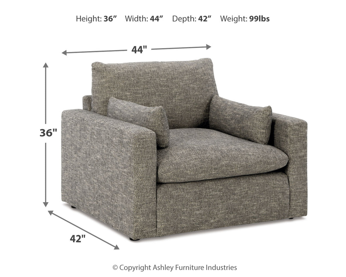 Dramatic Sofa, Loveseat, Chair and Ottoman in Granite - PKG016066