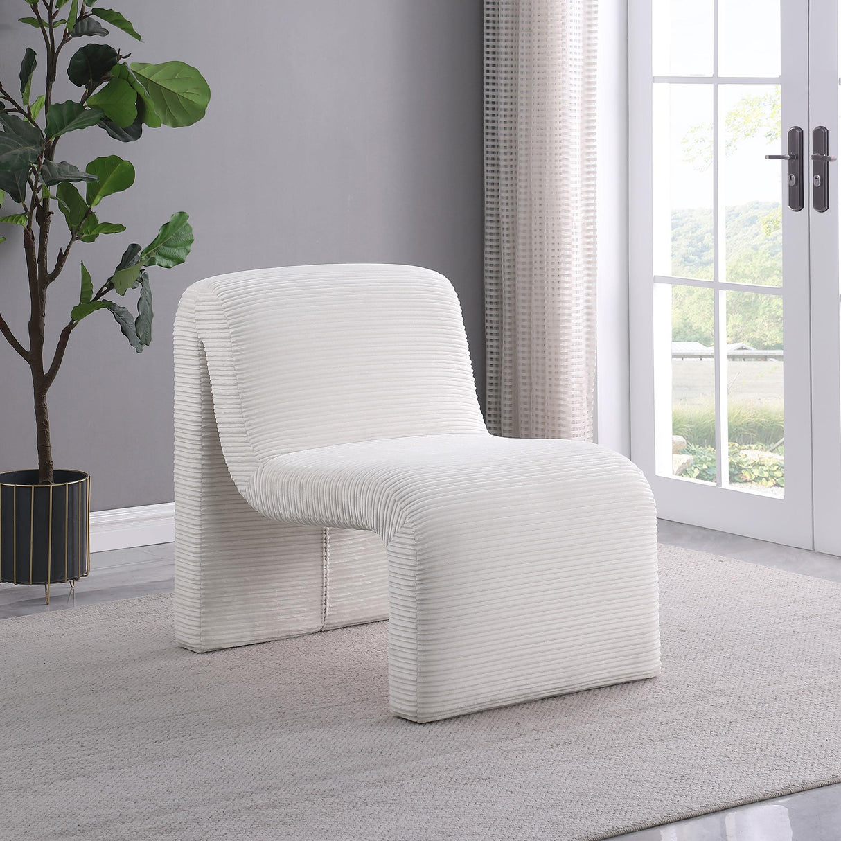 Drayton Upholstered Curved Armless Accent Chair Ivory - 907525