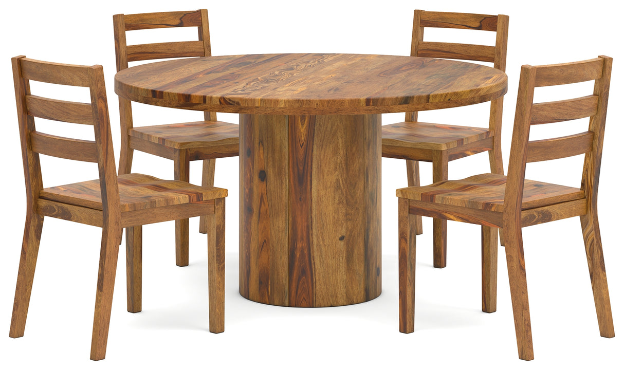 Dressonni Dining Table and 4 Chairs in Brown from Ashley - Luna Furniture