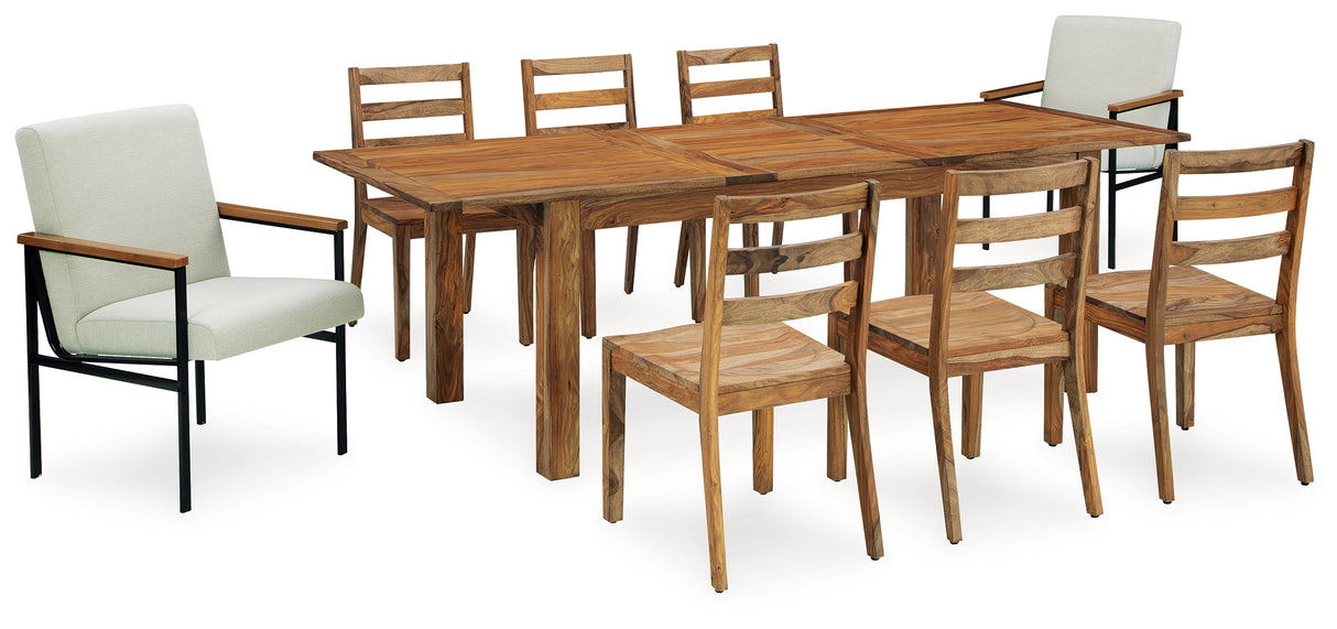 Dressonni Dining Table and 8 Chairs in Brown - PKG018647