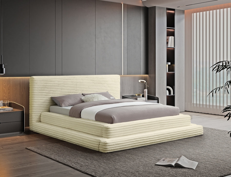 Drew Corduroy Full Bed (3 Boxes) in Cream from Meridian - Luna Furniture