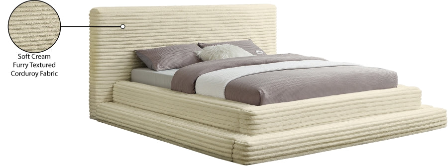 Drew Corduroy Full Bed (3 Boxes) in Cream from Meridian - Luna Furniture