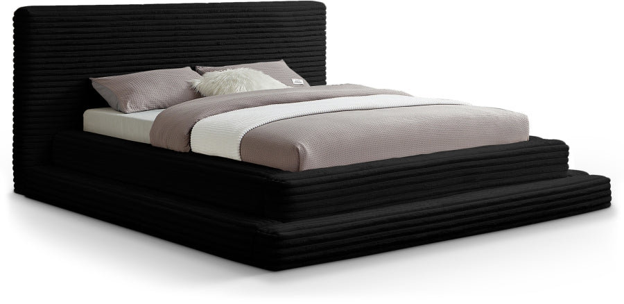 Drew Corduroy King Bed (3 Boxes) in Black from Meridian - Luna Furniture