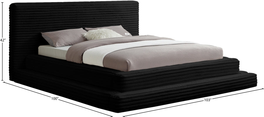 Drew Corduroy King Bed (3 Boxes) in Black from Meridian - Luna Furniture