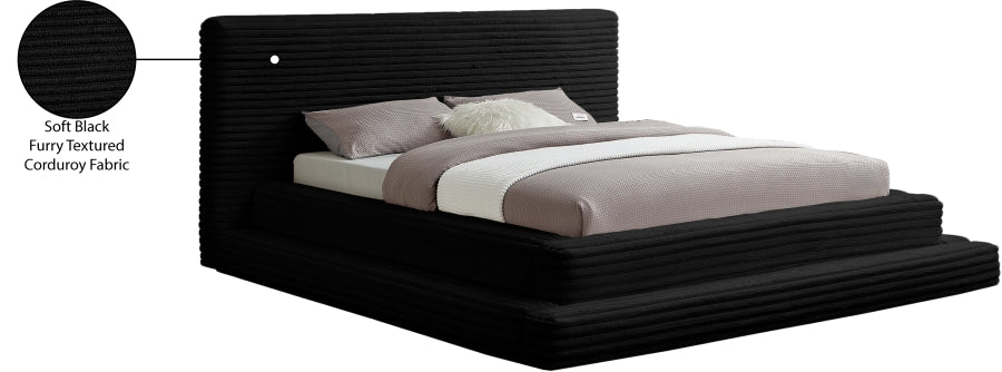 Drew Corduroy King Bed (3 Boxes) in Black from Meridian - Luna Furniture