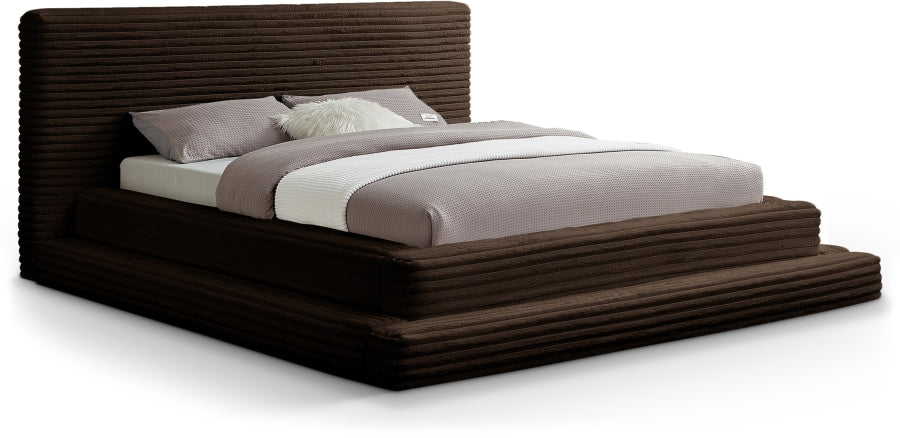 Drew Corduroy Queen Bed (3 Boxes) in Brown from Meridian - Luna Furniture