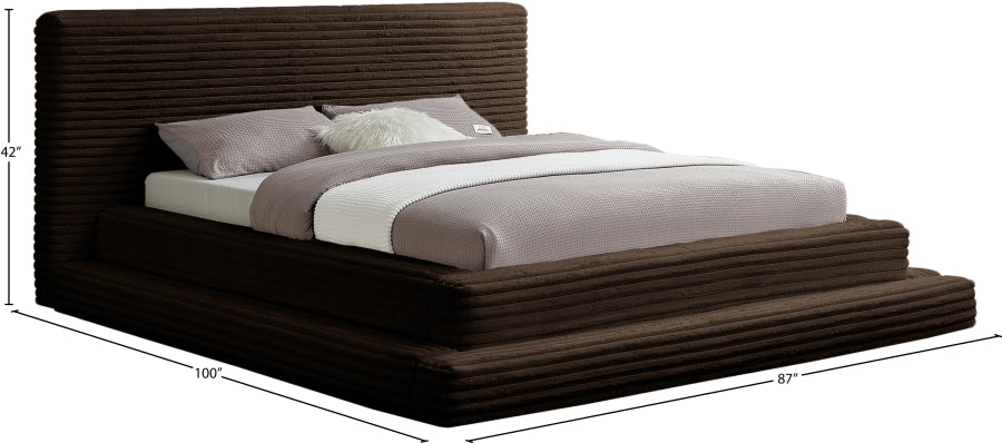 Drew Corduroy Queen Bed (3 Boxes) in Brown from Meridian - Luna Furniture