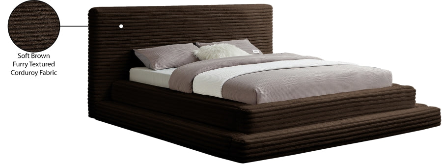 Drew Corduroy Queen Bed (3 Boxes) in Brown from Meridian - Luna Furniture