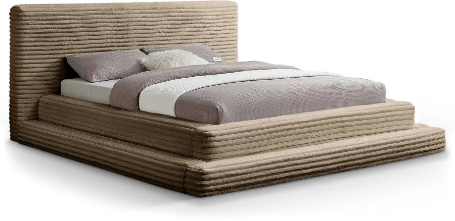 Drew Corduroy Queen Bed (3 Boxes) in Taupe from Meridian - Luna Furniture