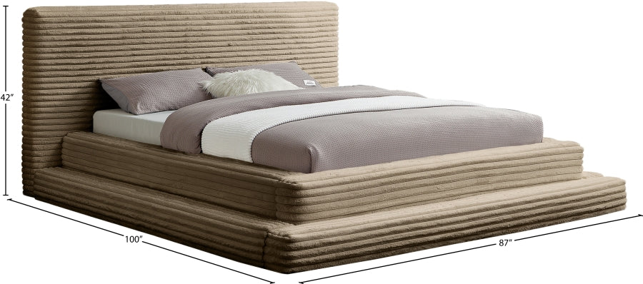 Drew Corduroy Queen Bed (3 Boxes) in Taupe from Meridian - Luna Furniture