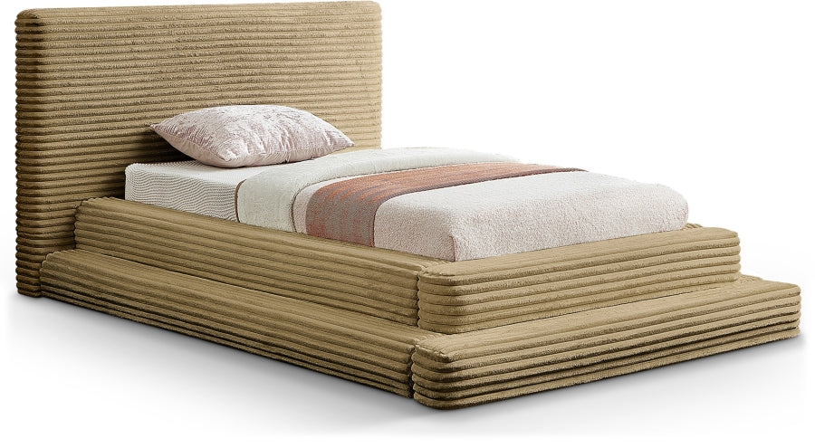 Drew Corduroy Twin Bed (3 Boxes) in Camel from Meridian - Luna Furniture